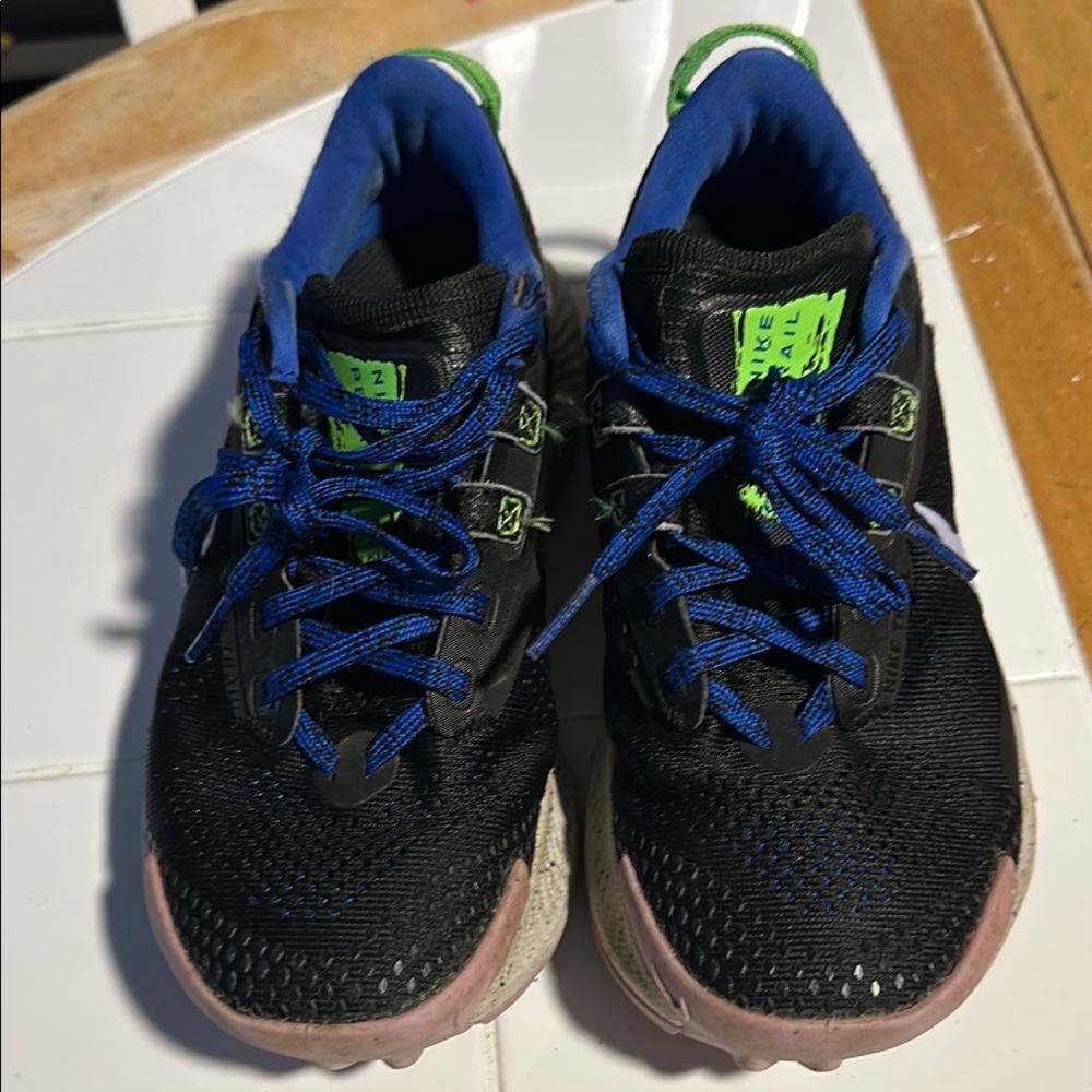 Nike Black and Blue Sneakers with Breathable Mesh and Gum Sole